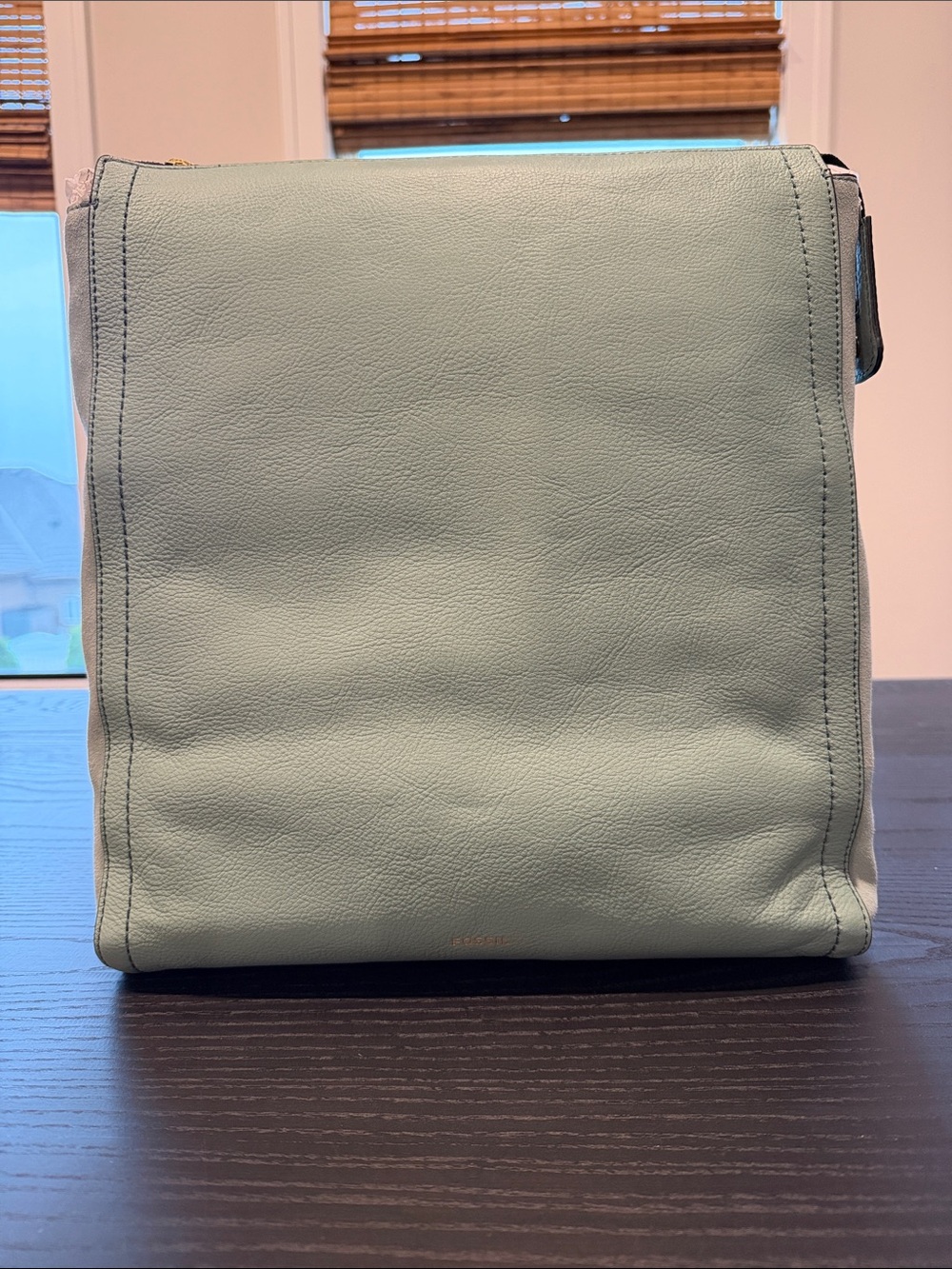 Mint Green Leather Crossbody Bag